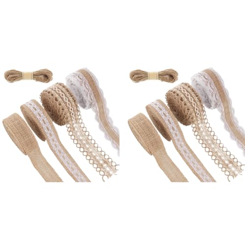 PALAY® 4 Rolls 13.12ft Jute Rope Burlap Ribbon Lace 32.8ft Hemp for Craft Gift Wrapping Event Wedding Decorations Packing Materials Natural Fabric Roll 2PCS PALAY® 4 Rolls 13.12ft Jute Rope Burlap Ribbon Lace 32.8ft Hemp for Craft Gift Wrapping Event Wedding Decorations Packing Materials Natural Fabric Roll 2PCS